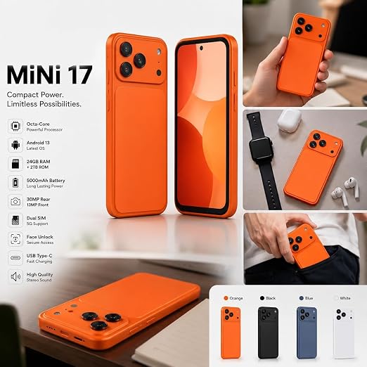 SOYES XS17 Mini smartphone 4 INCH Display, 4G Light network dual sim card 8 GB ram 512 GB storage Super slim smartphone